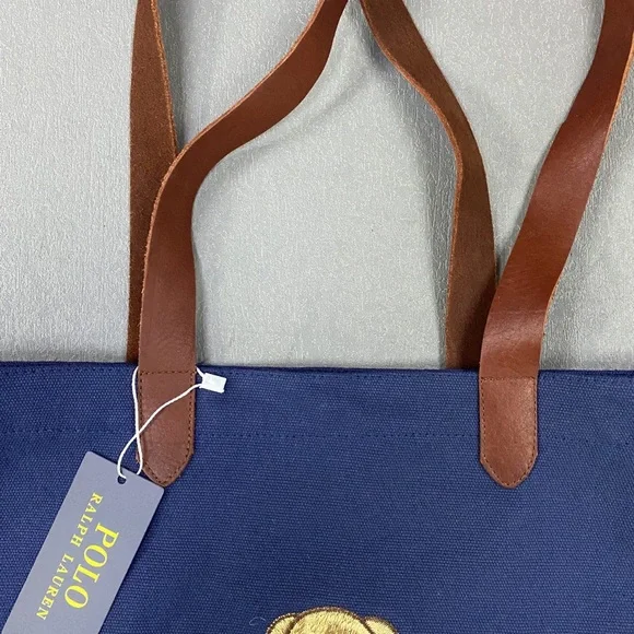Polo by Ralph Lauren Navy Tote Bag Bear Embroidered - Picture 4 of 7